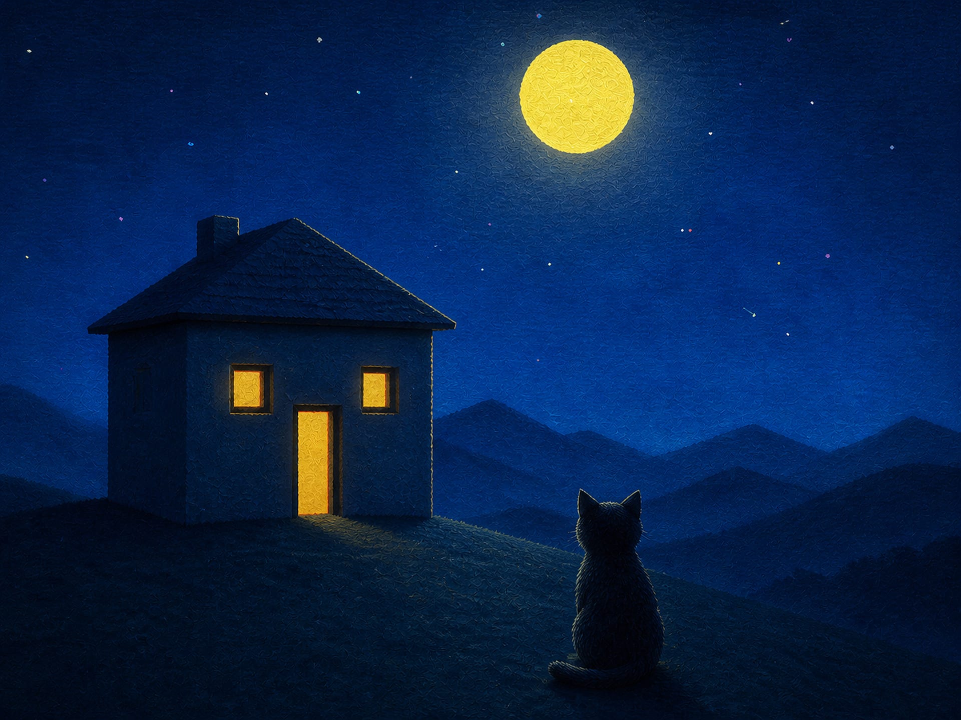 A painted house beneath the moon