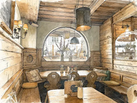 The Wood-Paneled Café